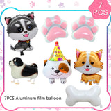 Puppy Party Decorations Balloons,7pcs Puppy Balloons Including Puppy Paw Foil Balloon & Dog Balloons Foil Balloons for Boys Kids