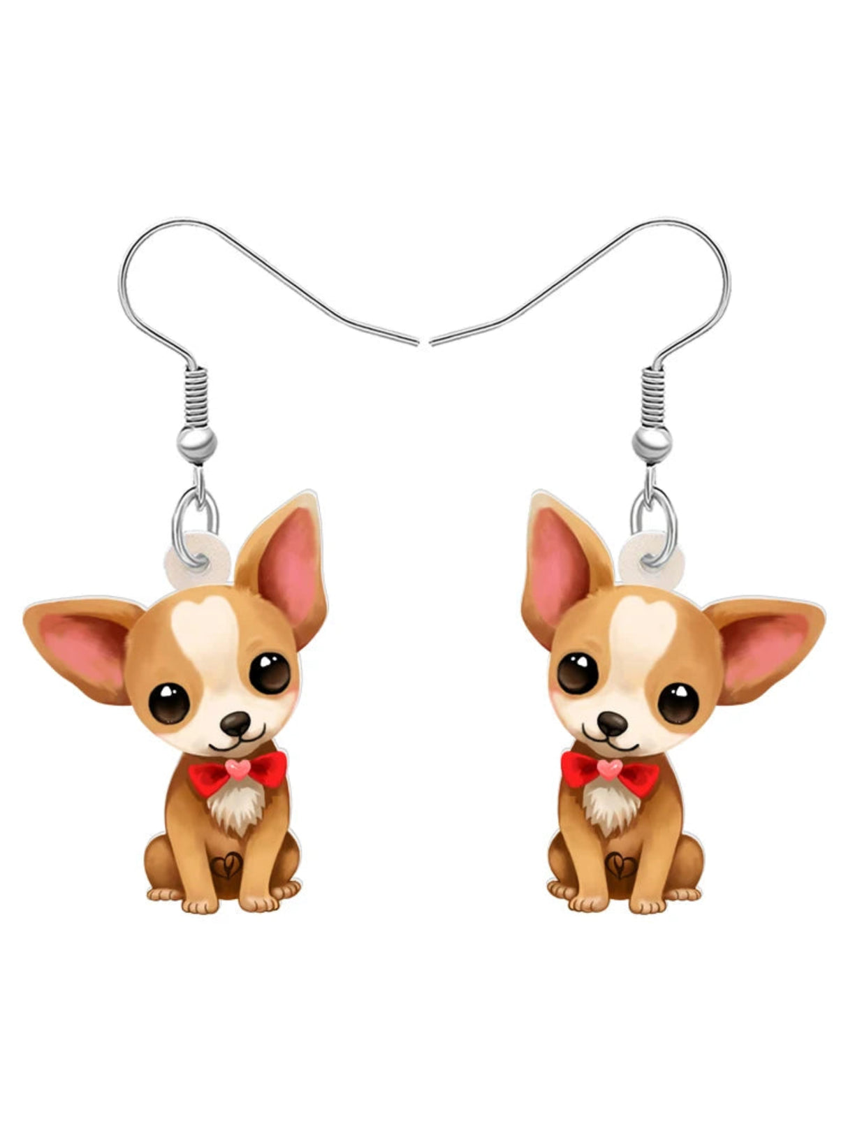 WEVENI Acrylic Cute Chihuahua Puppy Drop Dangle Doggy Pets Jewelry Earrings Jewelry For Women Kids Dog Lovers