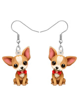 WEVENI Acrylic Cute Chihuahua Puppy Drop Dangle Doggy Pets Jewelry Earrings Jewelry For Women Kids Dog Lovers