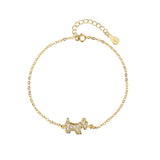 Authentic 925 Sterling Silver Crystal Cute Dog Charm Chain Link Adjustable Women Bracelet Luxury Silver Jewelry Party Gift