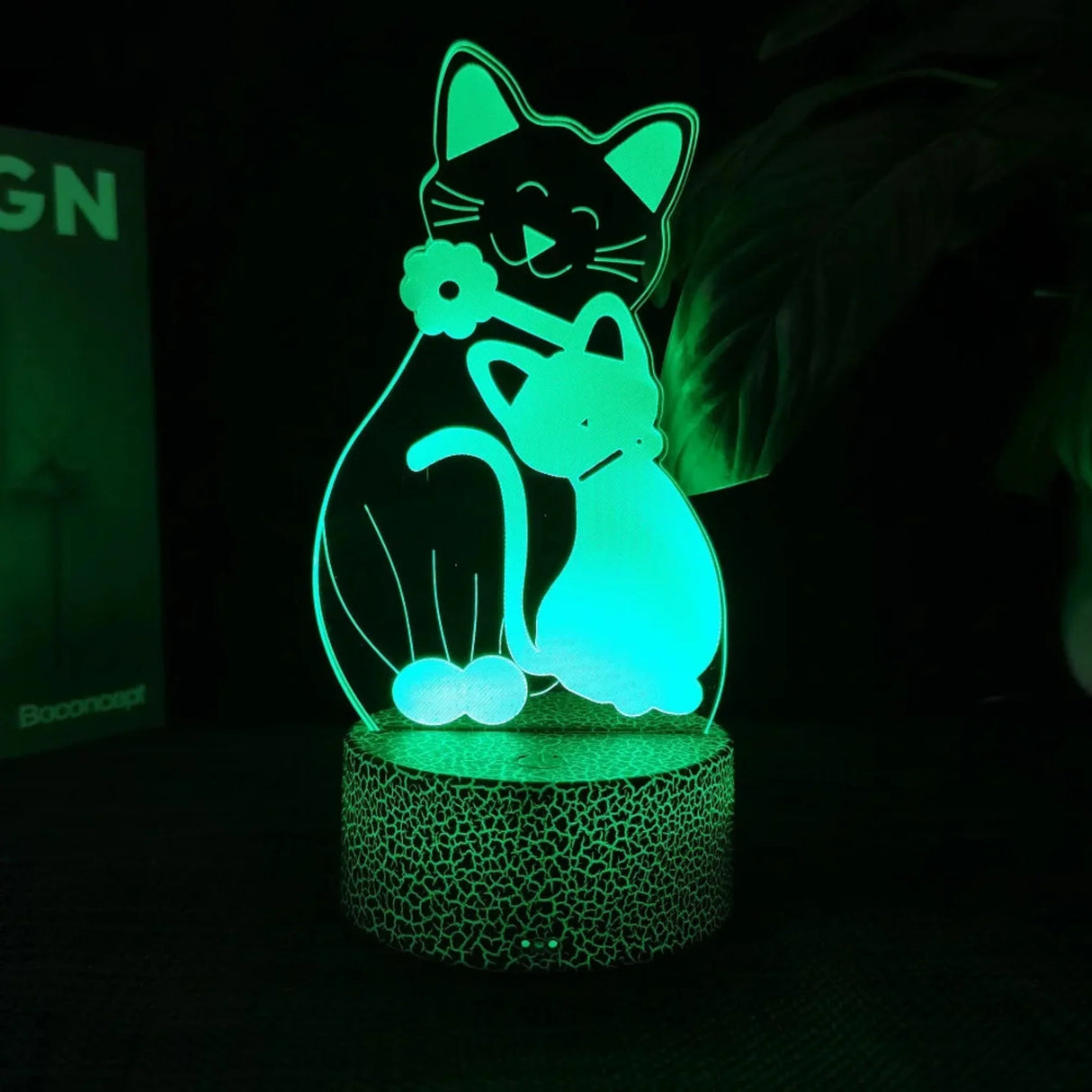 Cheese Cat 3D Illusion Night Light Table Lamp 16 Colors Auto Gradient USB Powered LED Light with Touch Switch Gift for Kids