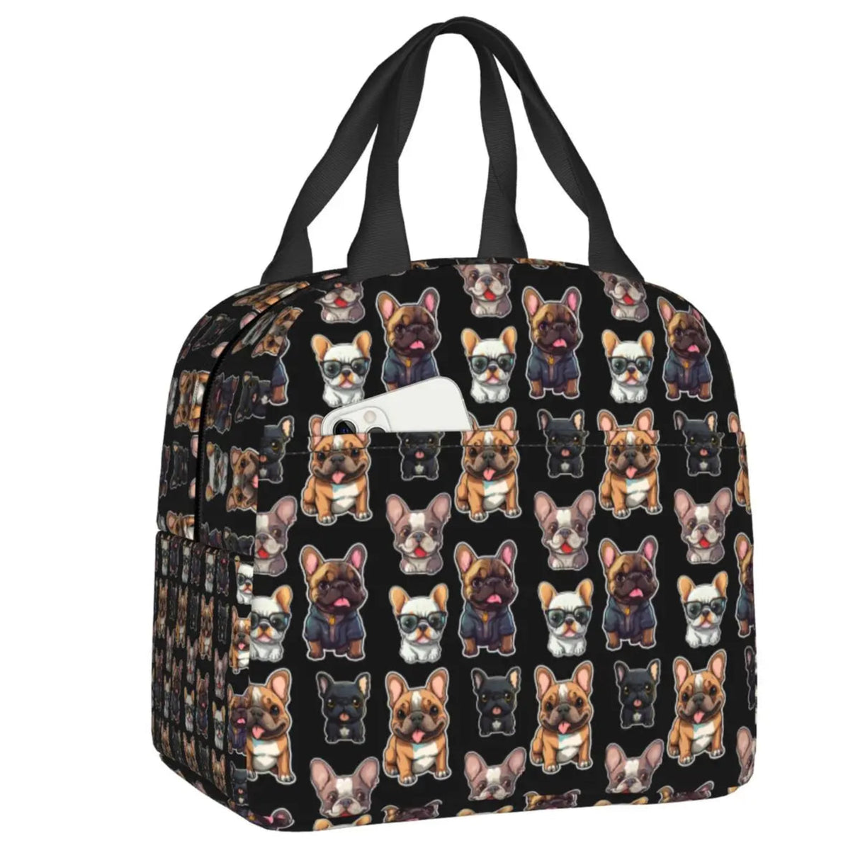 Custom French Bulldog Puppy Thermal Insulated Lunch Bags Women Portable Lunch Container for School Multifunction Food Box