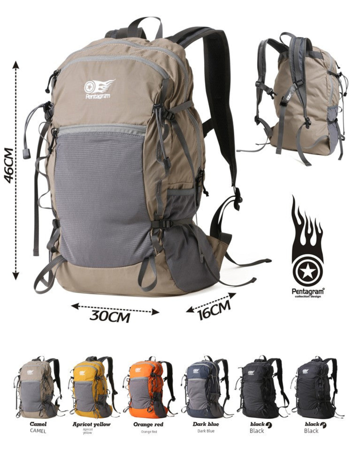 Pentagram 19L Lightweight Hiking Travel & Outdoor