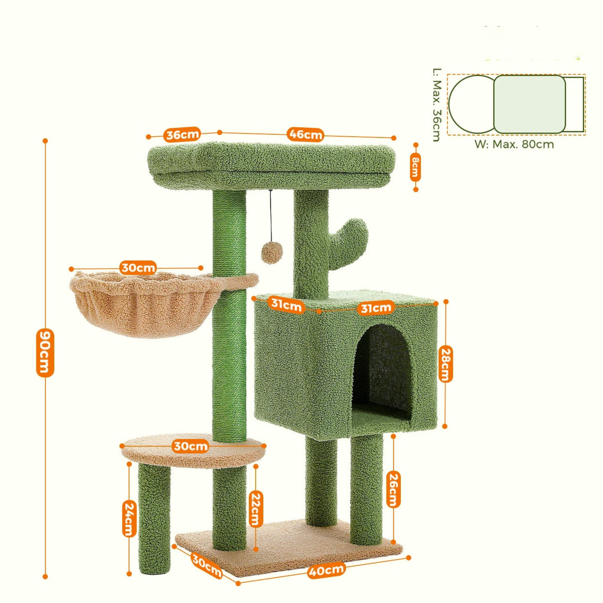 Luxury Cat Tree for Indoor Multi-Level Cat Tower with Condo Hammock Padded Perch Cat Scratching Post Cat Accessories Cat Toys