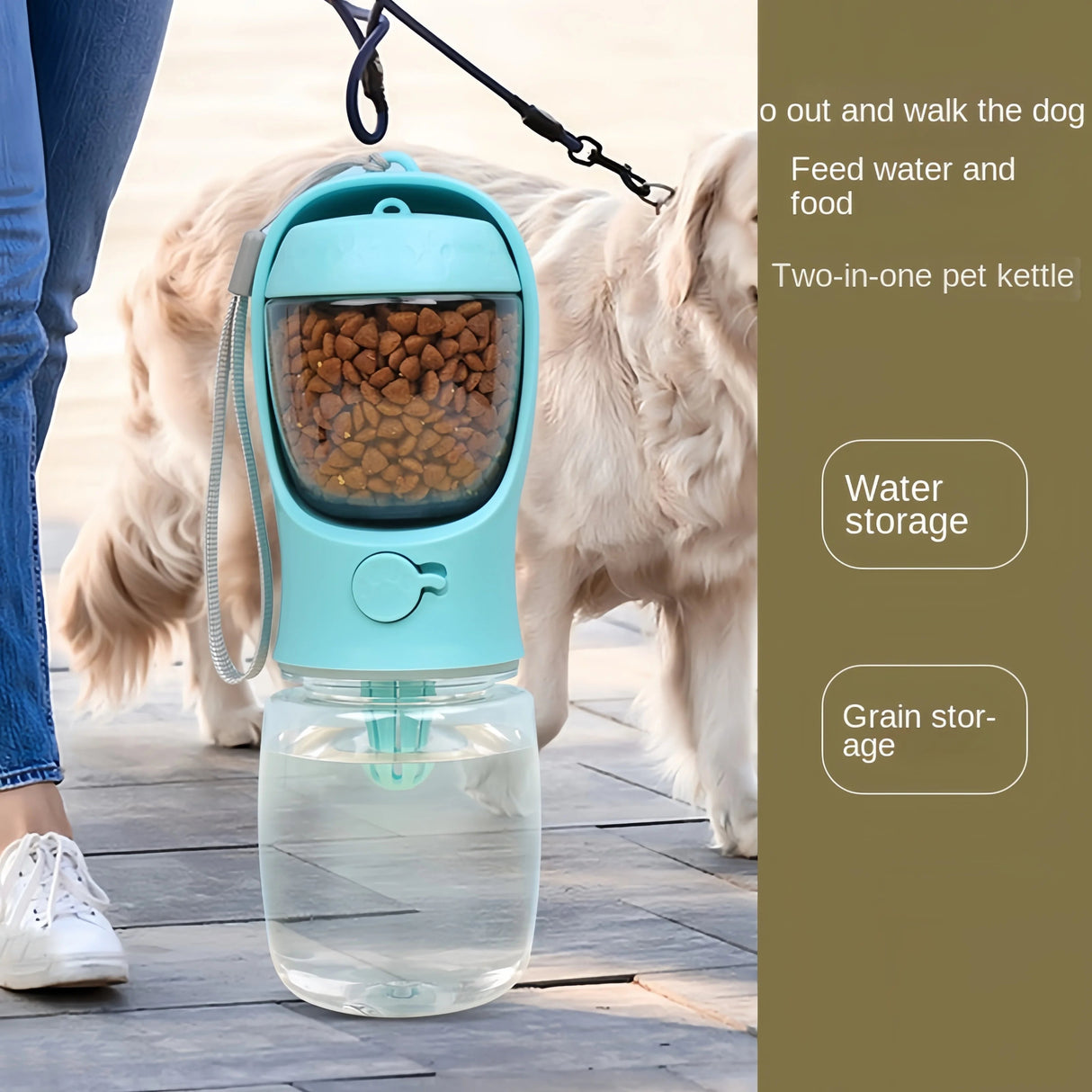 Botella de agua portátil para perros y gatos con contenedor de almacenamiento de alimentos y agua para cachorros, comedero para perros, suministros para viajes al aire libre para mascotas