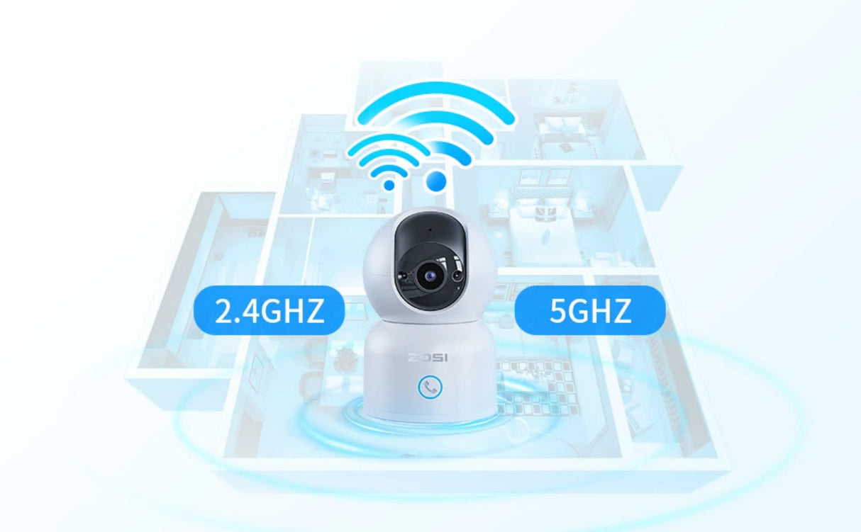 ZOSI Indoor Pan/Tilt Smart Security Camera C518 2K 360 Degree Baby Pet Monitor 2.4G/5G Dual-Band WiFi Home Cam with Phone APP