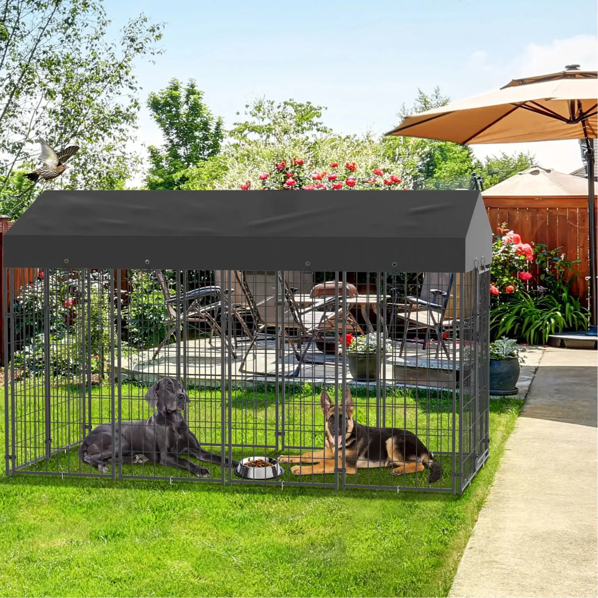 Oversize Dog Cage, Pet Run Enclosure, Playpen with Roof, for Outdoor Pet Kennel, High Fence