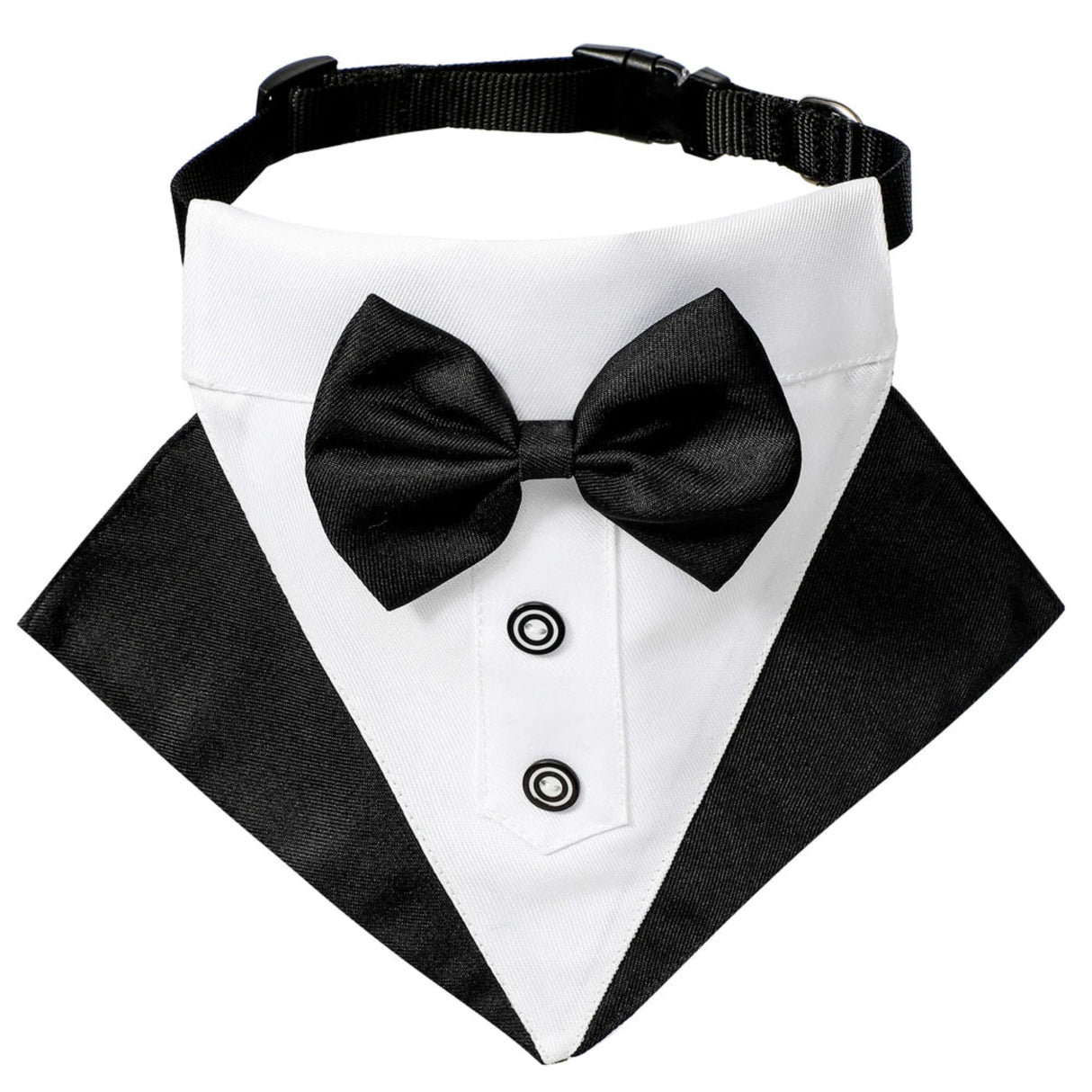 Dog Tuxedo Costume Black Wedding Dog Bandana with Collar Bow Tie Adjustable Tux Formal Dog Clothes for Small Medium Large Dogs