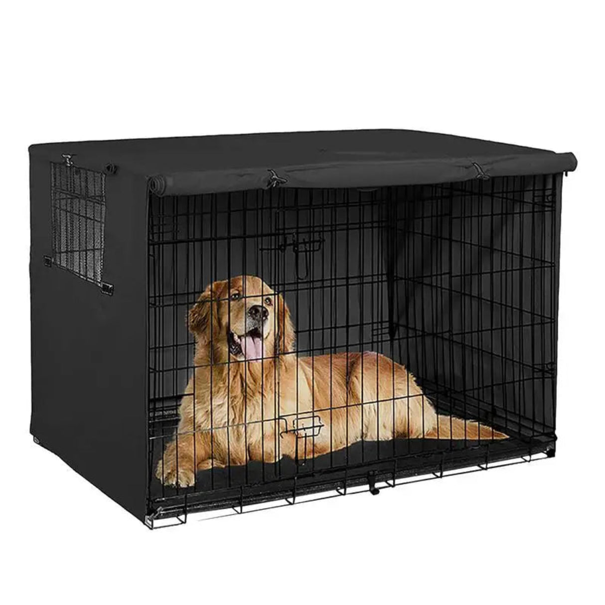 Dog Wire Crate Cover Waterproof Pet Cage Covers With Two Entrance Doors Cage Cover Universal Made Of 210D Silver Coated Oxford