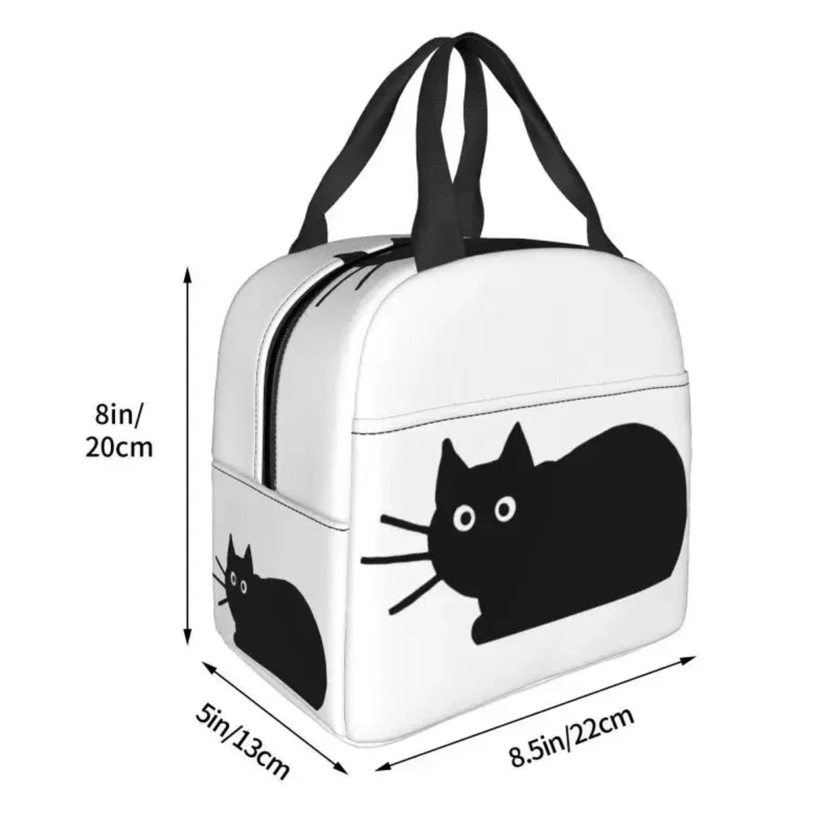 Custom Black Cat Lunch Bag Women Warm Cooler Insulated Lunch Container Box for Student School Work Picnic Food Tote Bags