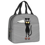 Custom Black Cat Lunch Bag Women Warm Cooler Insulated Lunch Container Box for Student School Work Picnic Food Tote Bags