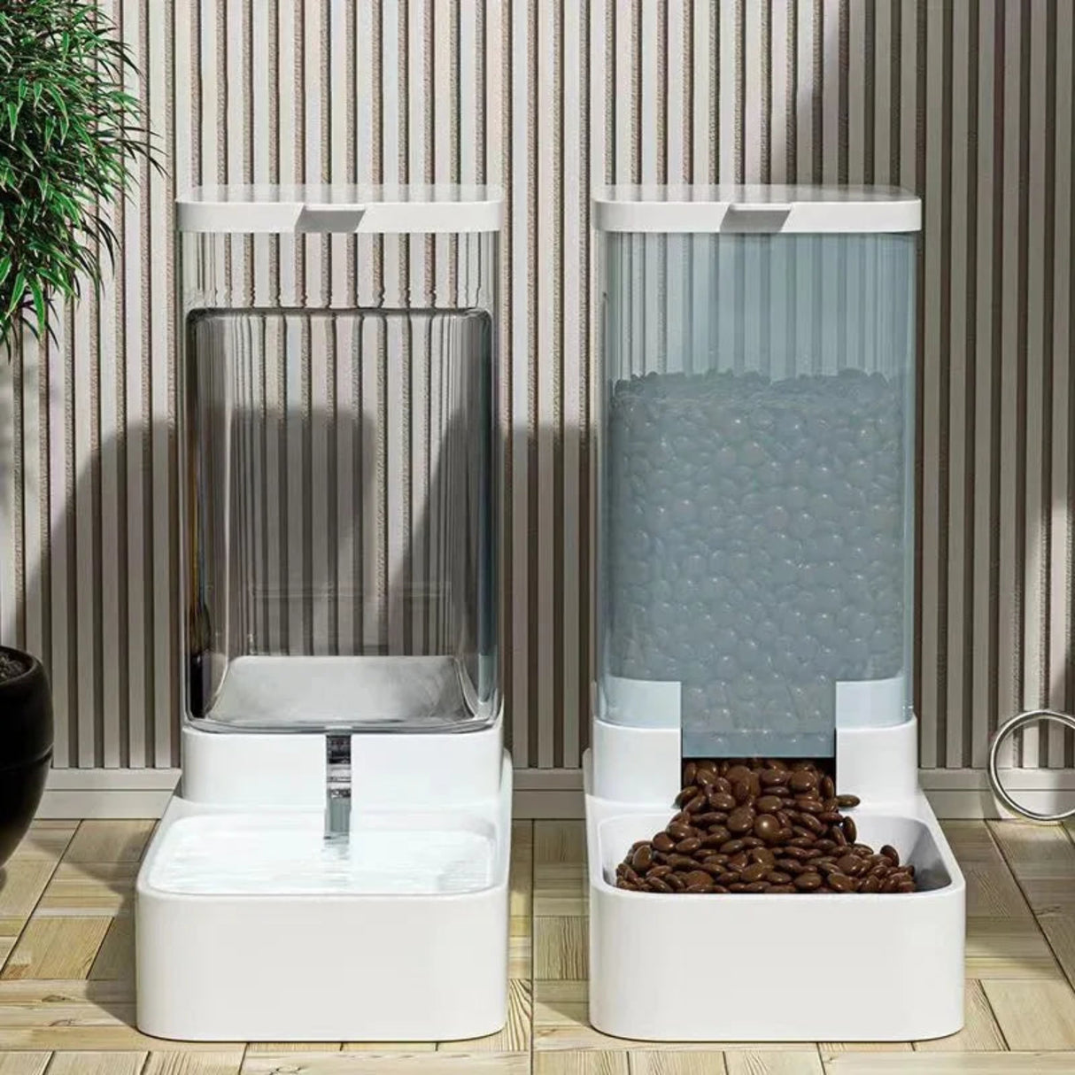 Comedero automático para perros, cuenco de agua para gatos con gravedad automática transparente, contenedor de almacenamiento de alimentos de alta capacidad, accesorios para perros y gatos