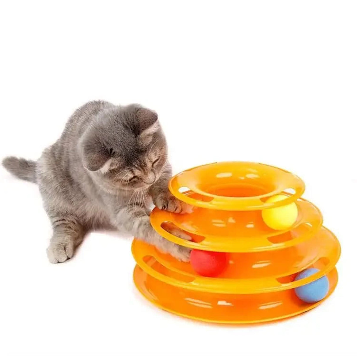 Interactive Tower Cat Toy Turntable Roller Balls Toys for Cats Kitten Teaser Puzzle Track Toy Pets Training Supplies Accessories