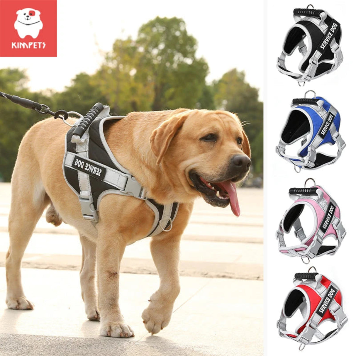 Arnés para perros Kimpets, chaleco para labrador retriever, cuerda para ropa para el pecho, reflectante, ajustable, para perros medianos y grandes, suministros para mascotas para caminar al aire libre 