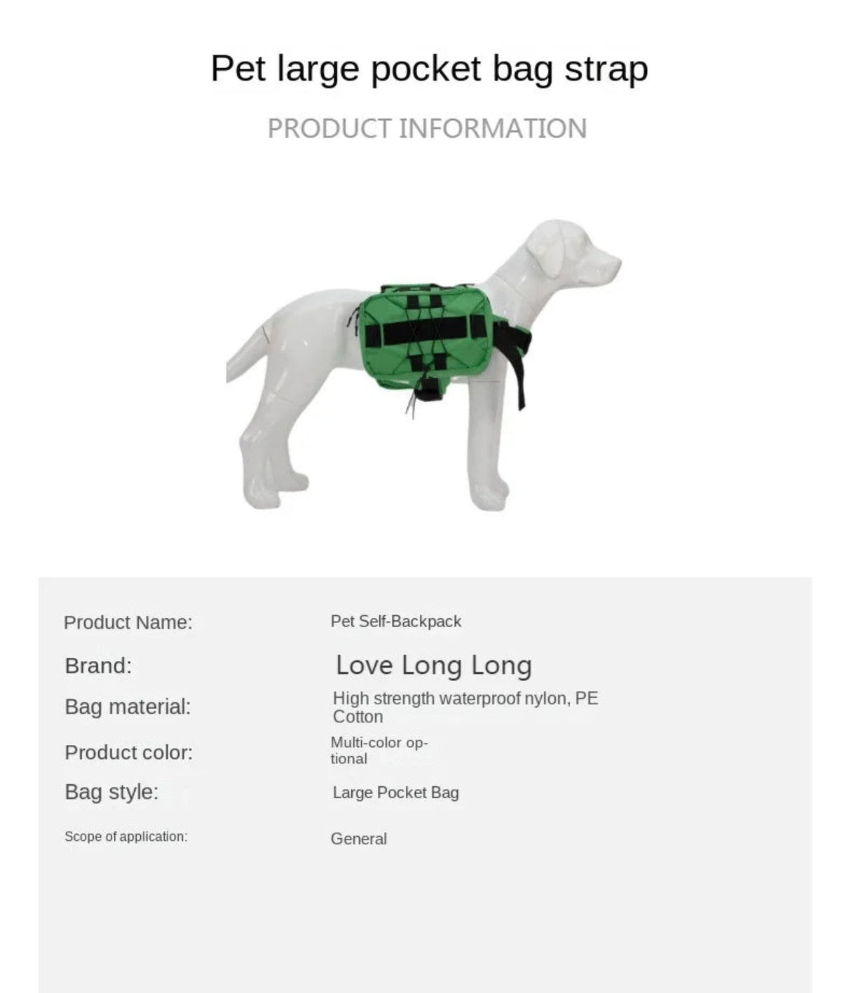 Pet Large Pocket Chest Strap Vest Reflective Dog Chain Explosion-Proof Impact Tactical Chest Strap Large Dog Chest Strap
