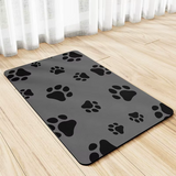 Alfombrilla de alimentación para perros de secado rápido y absorbente, antideslizante y antiadherente con diseño de huella de pata, adecuada para cuencos de comida y agua