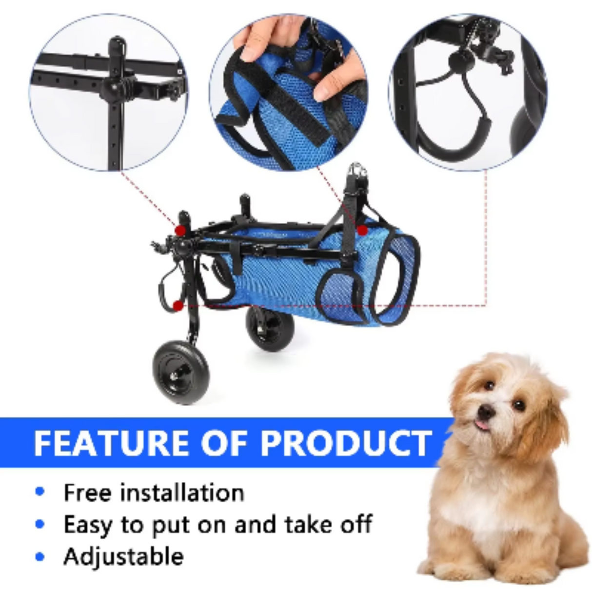 Adjustable Dog Wheelchairs for Back Legs Dog Wheelchair Cart for Hip Support Mobility Aids for Small Pets Hind Limbs