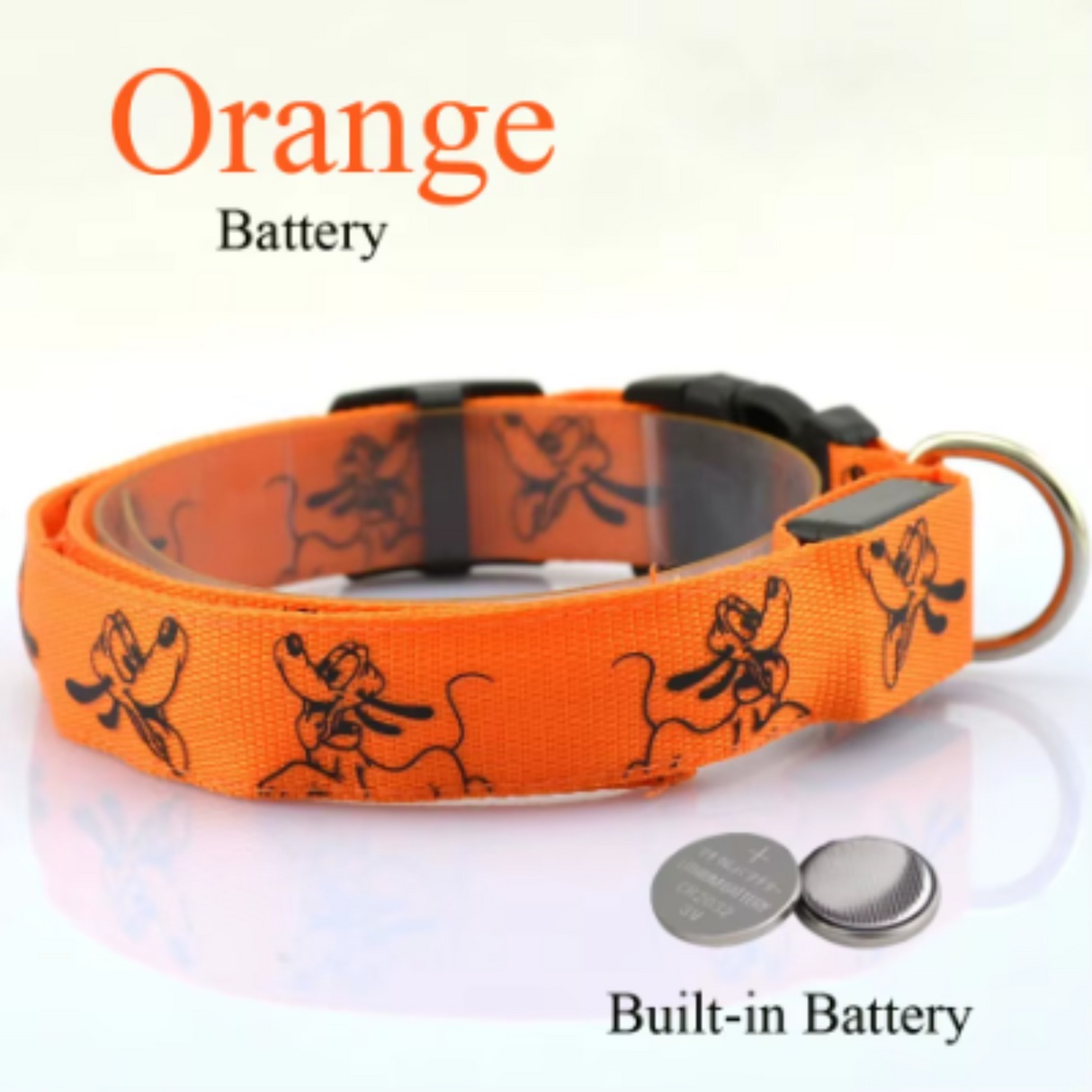 Collar de nailon con luz LED para perros y gatos, con luz intermitente de seguridad nocturna, cadena para la cabeza eléctrica para mascotas, para perros carlinos pequeños y medianos