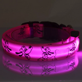 Collar de nailon con luz LED para perros y gatos, con luz intermitente de seguridad nocturna, cadena para la cabeza eléctrica para mascotas, para perros carlinos pequeños y medianos