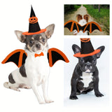 3pcs Pet Festival Decoration Include Bat Wings Pumpkin Cap Tie, Fashionable Props Decorative, Pet Photography Props, for Party Packs
