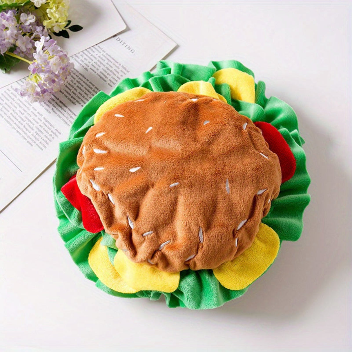Dog Cat Hamburger Headgear Collar Hat Cartoon Pet Accessories Clothes Funny Costume Elizabethan Ring