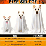 2pcs Halloween Dog Costumes with Non Pumpkin Bags White Ghost Costume for Dog Cat Ghost Cosplay Clothes, Cute Party Cape for Halloween Cosplay Party (Puppy)