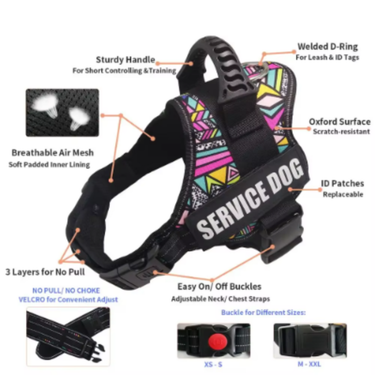 Favorite Pet Dog Harness Service Dog And Emotional Support Harness Vest With Removable Reflective Patches For Large Medium Puppy