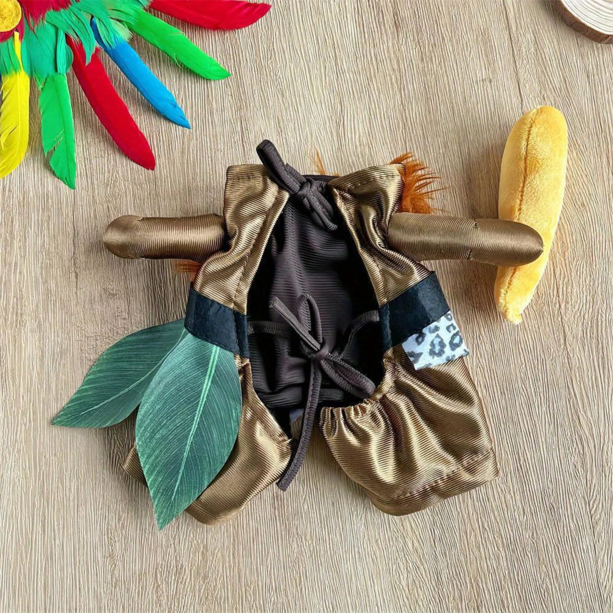 Vibrant Indian-Inspired Dog & Cat Costume with Feathered Headpiece - Colorful Polyester Transformation Costume for Halloween, Pet Parades & Themed Events, Dog Costume, Themed Event Attire, Traditional Attire, Durable Petwear