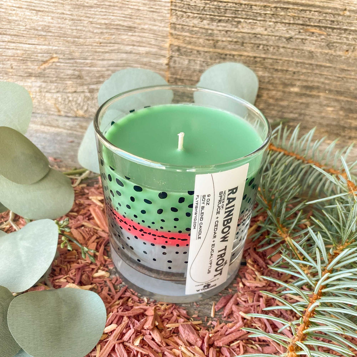 Wyoming Rainbow Trout Pattern Candle