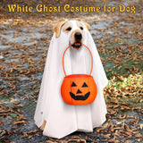 2pcs Halloween Dog Costumes with Non Pumpkin Bags White Ghost Costume for Dog Cat Ghost Cosplay Clothes, Cute Party Cape for Halloween Cosplay Party (Puppy)