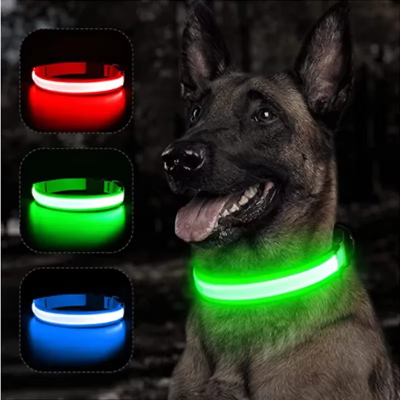 Nighttime anti loss dog collar USB charging light LED collar light adjustable soft safety night light flashing pet supplies